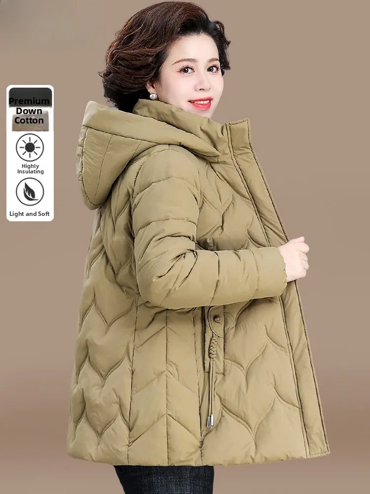 

Thiened Cotton Jaet Outerwear for Middle-Aged Mothers Winter Warm Coat Long Sle Faionable Korean Sle Women's Clothes