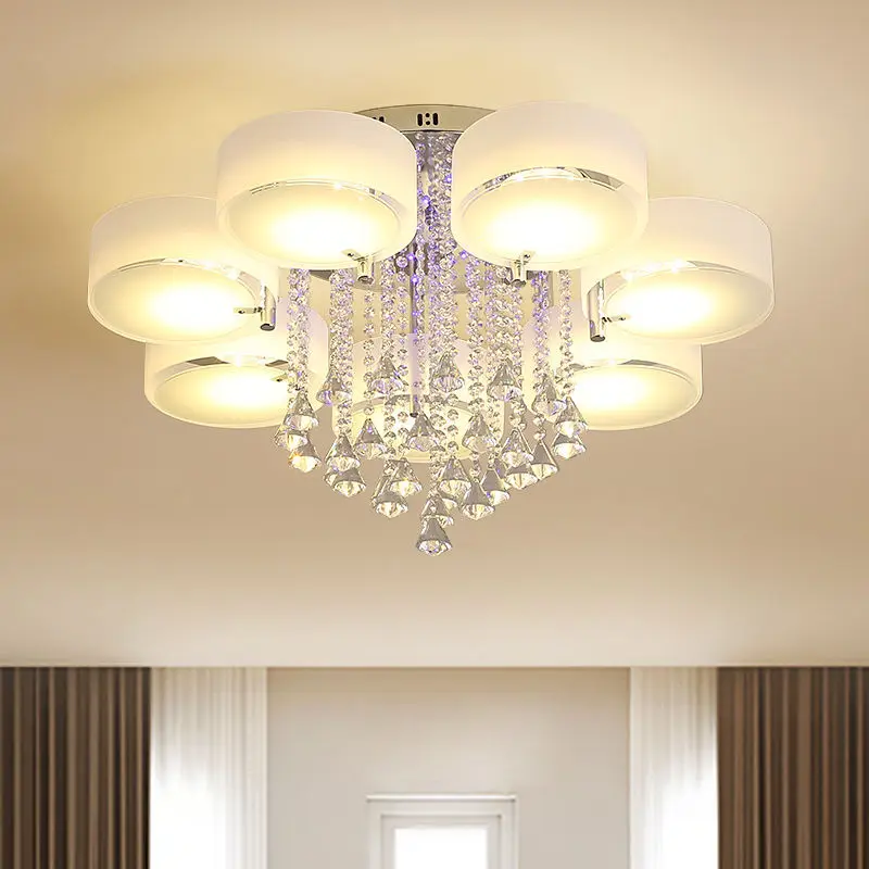 Multi-head crystal ceiling lamp modern living room luxury bedroom study chandelier LED smart restaurant interior decoration ligh