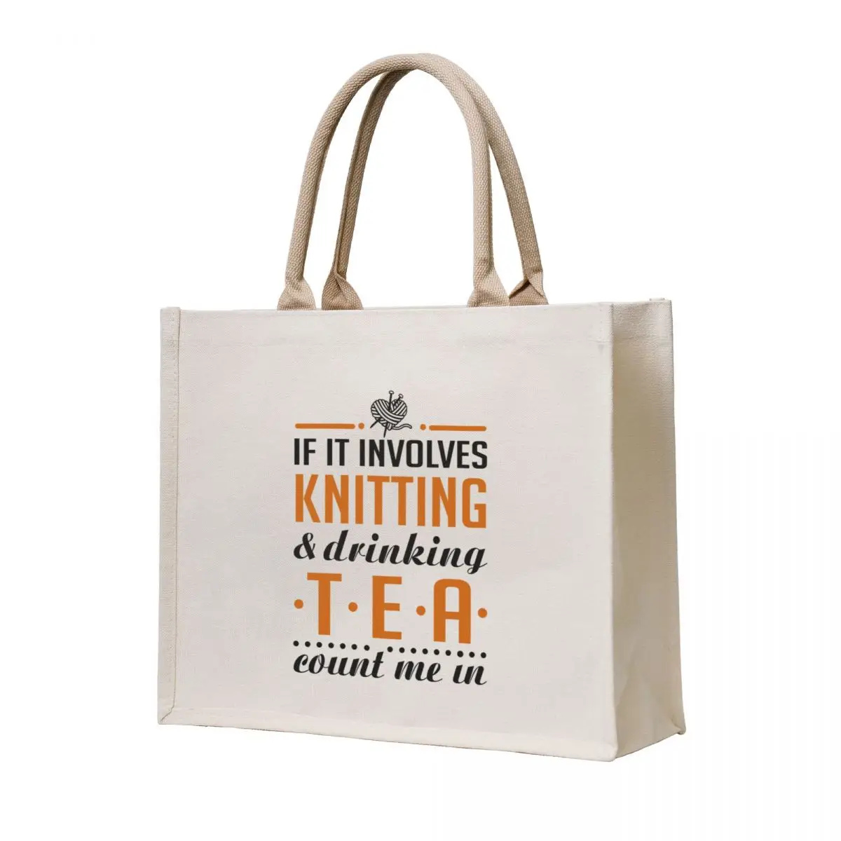 

Knitting and Drinking Tea Tote Bag bag for beach eco bag folding foldable reusable