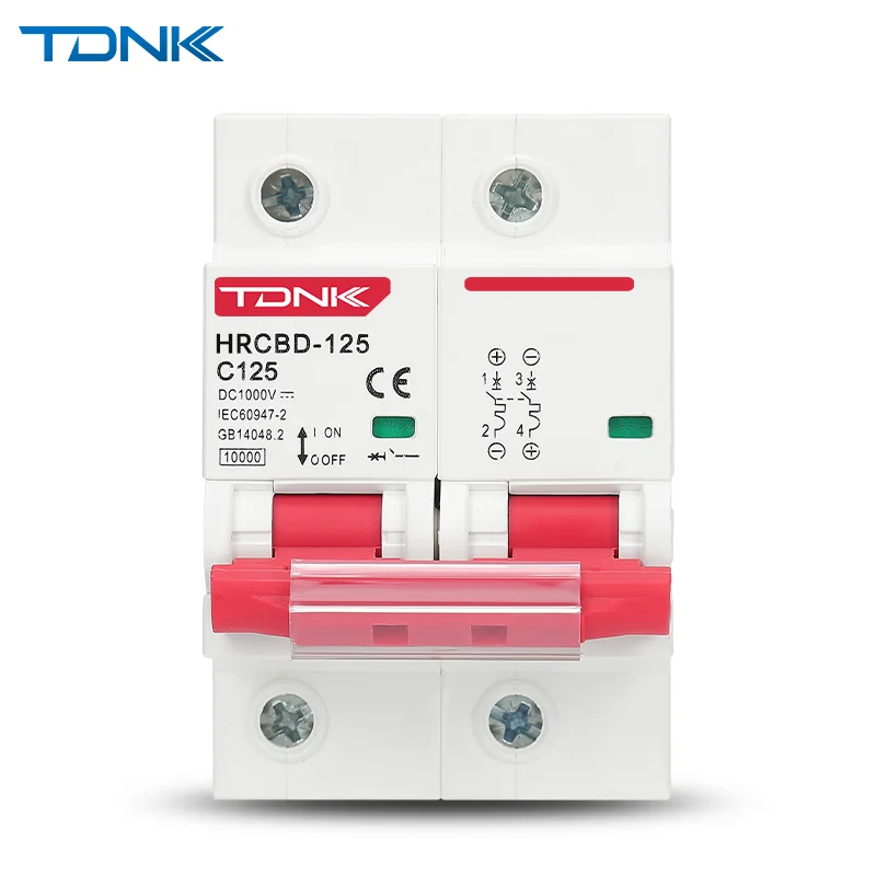 

TDNK 2P DC MCB Circuit Breaker 600V 125A 100A 80A for PV System C Curve Battery Main Switch - Electrical Safety Device