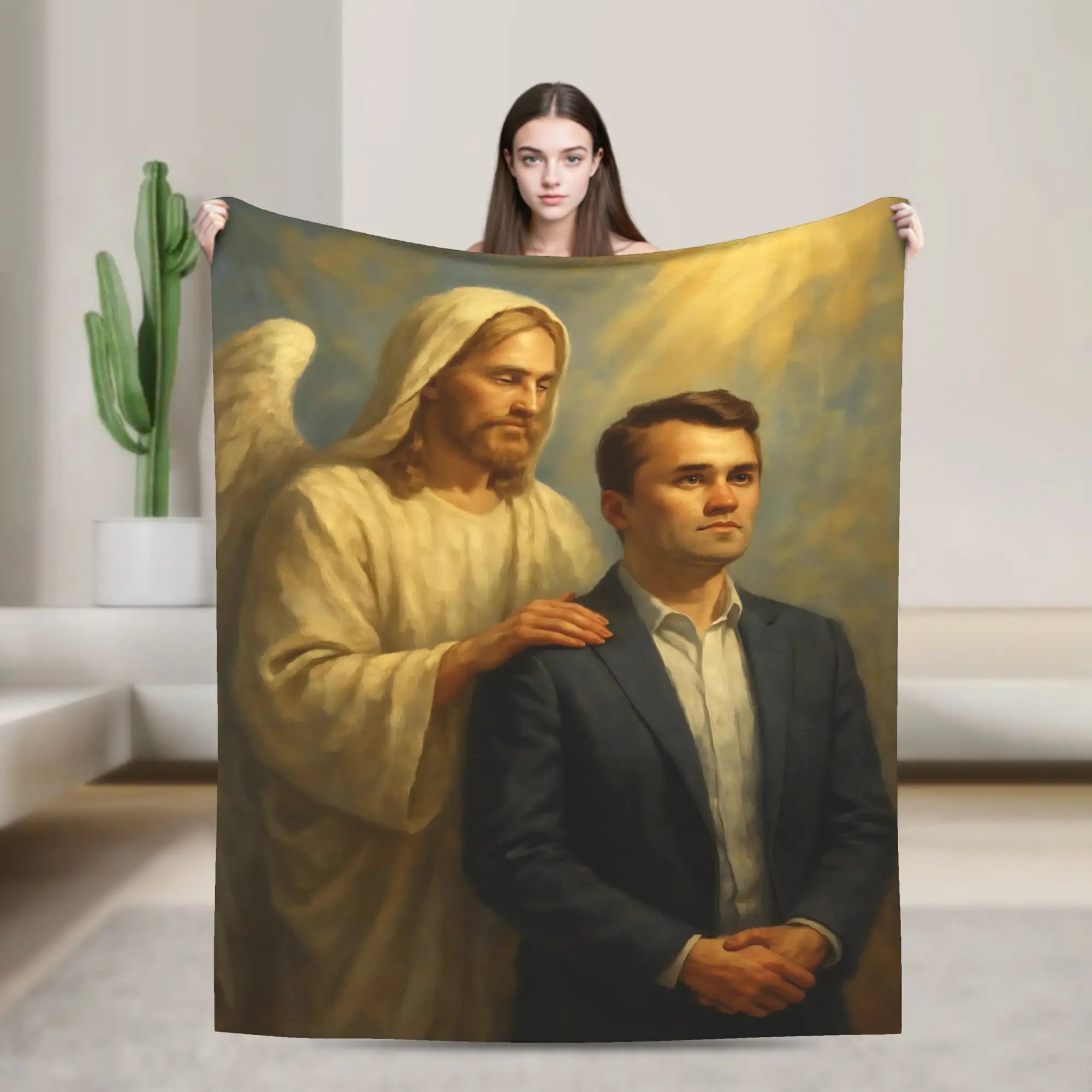 Charlie Kirk Angelic Flannel Throw Blanket  Blanket for Sofa Travel Super Warm Bedroom Quilt