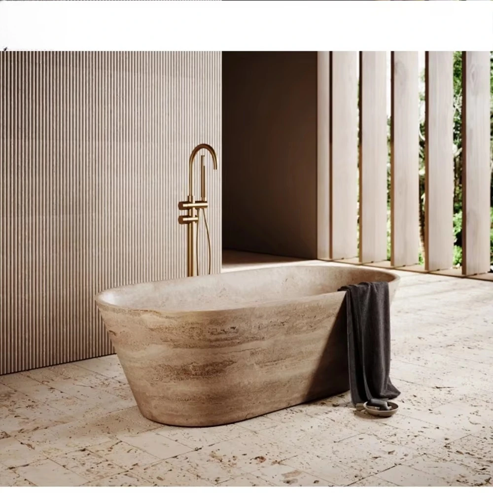 Stone Spa Bathtub with Faucet Includes Marble Bathtub Madern Design Freestanding 1.5m/1.8m/2m Travertine