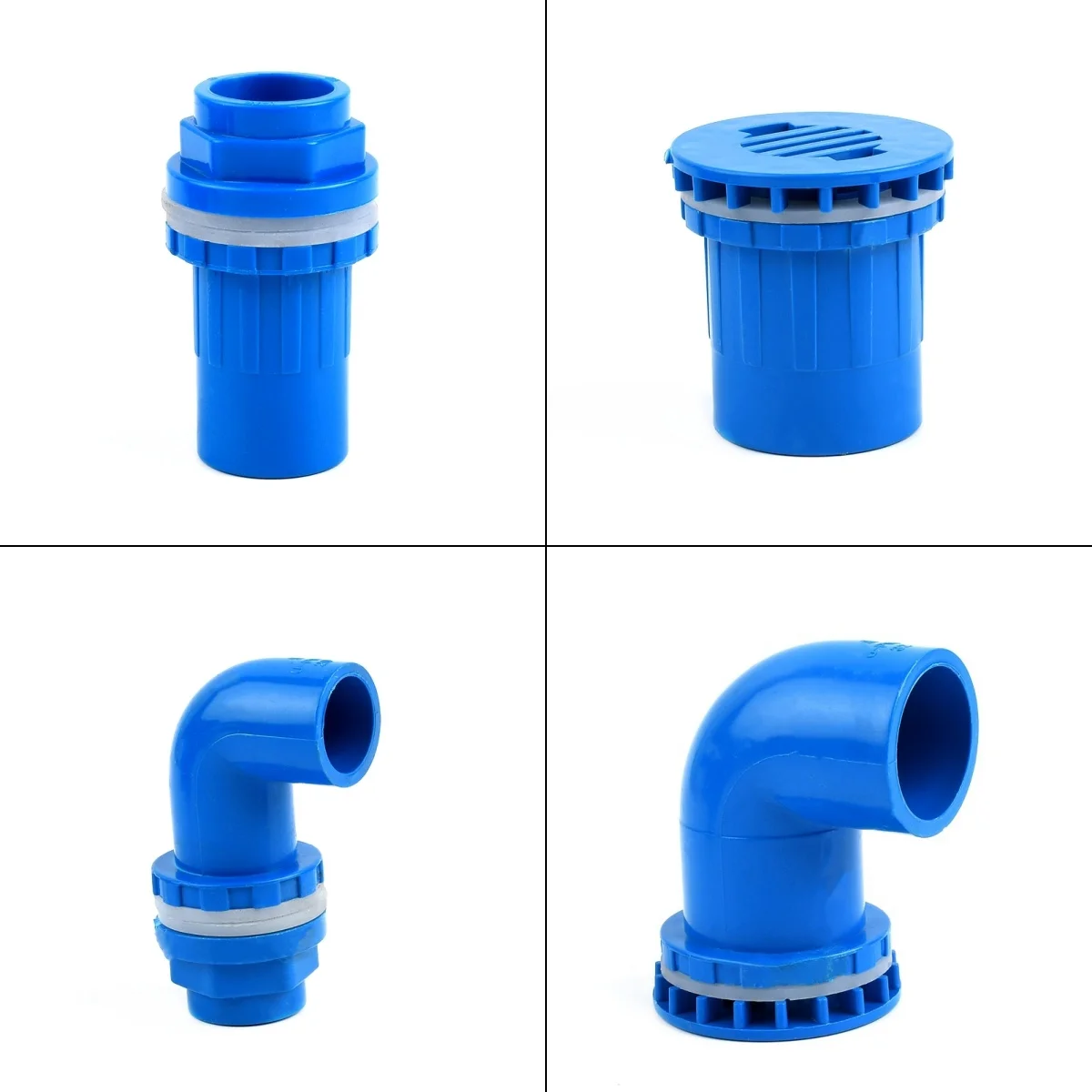 

1PC Blue I.D 20mm~50mm PVC Aquarium Drain Joint Home DIY Water Supply Tube Drain Fittings Inlet Outlet Drainage Elbow Connector