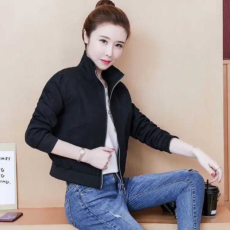 Spring Fashion Women's Zipper Jacket with Pockets Long Sleeve Casual Contrast Jackets Coat Vintage Outerwears Chic Tops U705