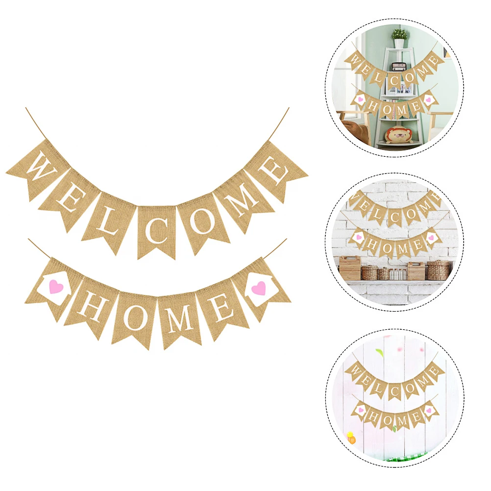 

1 set Linen Decorative Banner Party Flags for Home Gathering Hanging Christmas New Years Banner Holiday Supplies Portable Fish