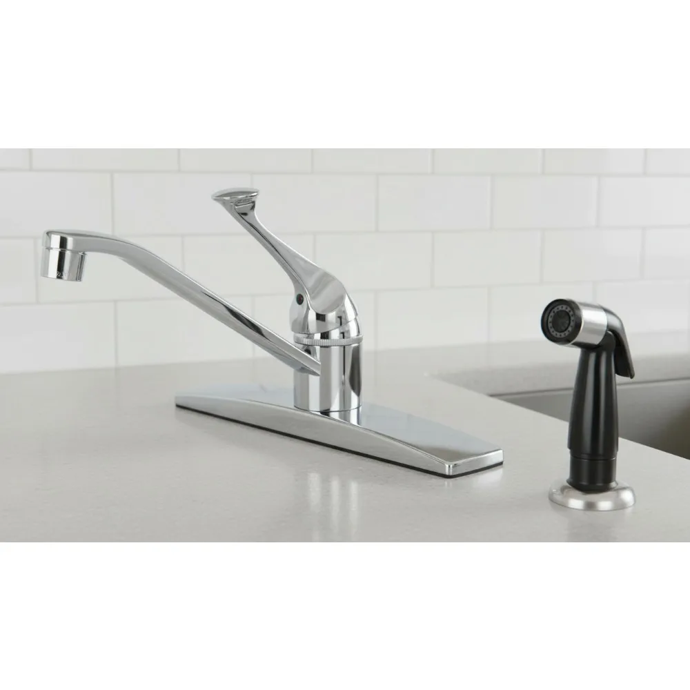 صنبور مطبخ أنيق بمقبض واحد مع بخاخ منسدل، لمسة نهائية مصقولة من الكروم للمنازل الحديثة