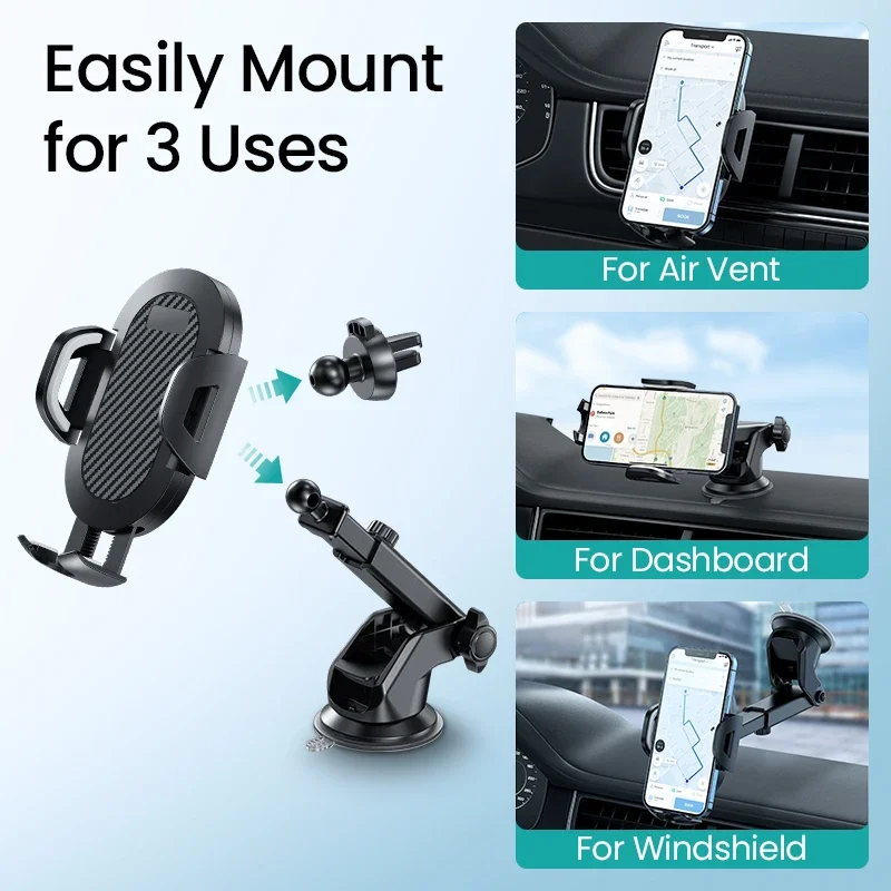 AUFU Car Phone Holder Sucker for Dashboard Windshield Vent GPS Telefon Mobile Car Holder Clamp For iPhone Xiaomi Huawei Samsung