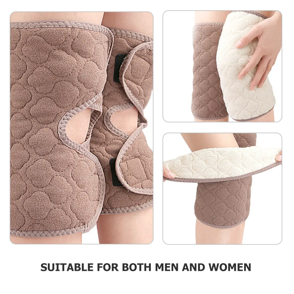 1Pair Warm Knee Pads Thickened Thermal Knee Warmers Adjustable Insulated Leg Warmers for Winter Protection and Arthritic Relief