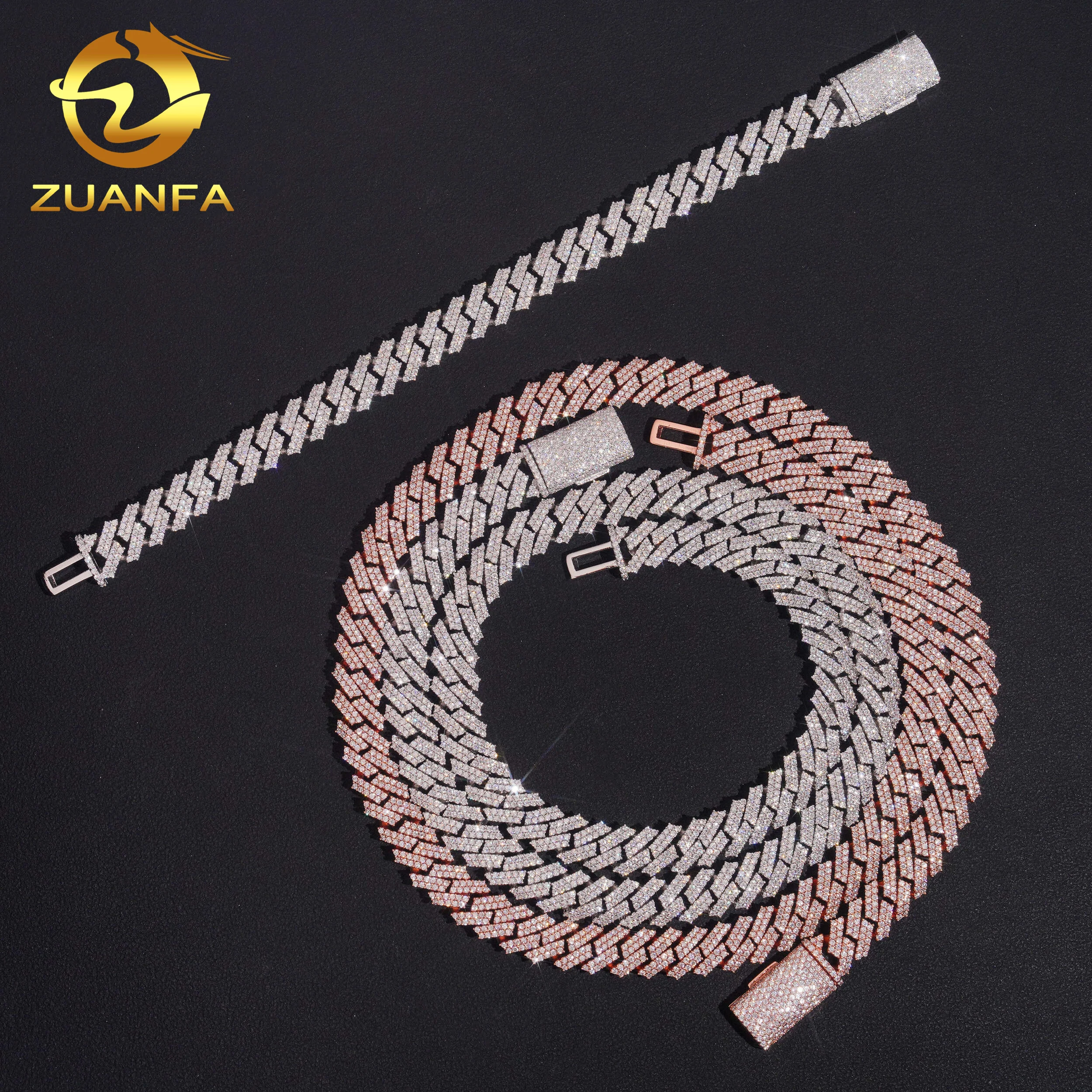 Promotion Price Pass Tester VVS Moissanite 925Silver Gold Plated 10mm Necklace Chain Hip Hop Iced Out Cuban Link Bracelet，
