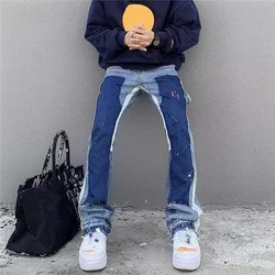 2023 Y2K Fashion Ink Painting New Baggy Stacked Jeans Kpop Cargo Pants For Men Clothing Women Luxury Denim Trousers Ropa Hombre