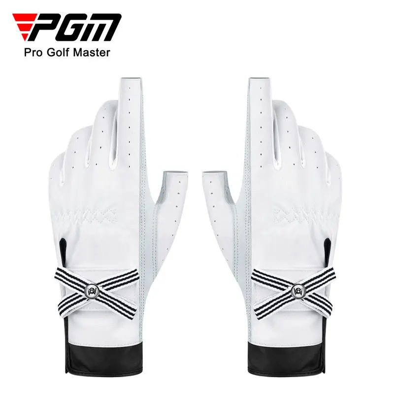 

PGM New Golf Gloves for Women with Mark Fingerless Genuine Sheepskin Breathable Gloves Complete Pair