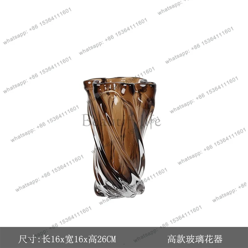 Modern light luxury water raising glass vase flower arrangement living room dining table entrance coffee table