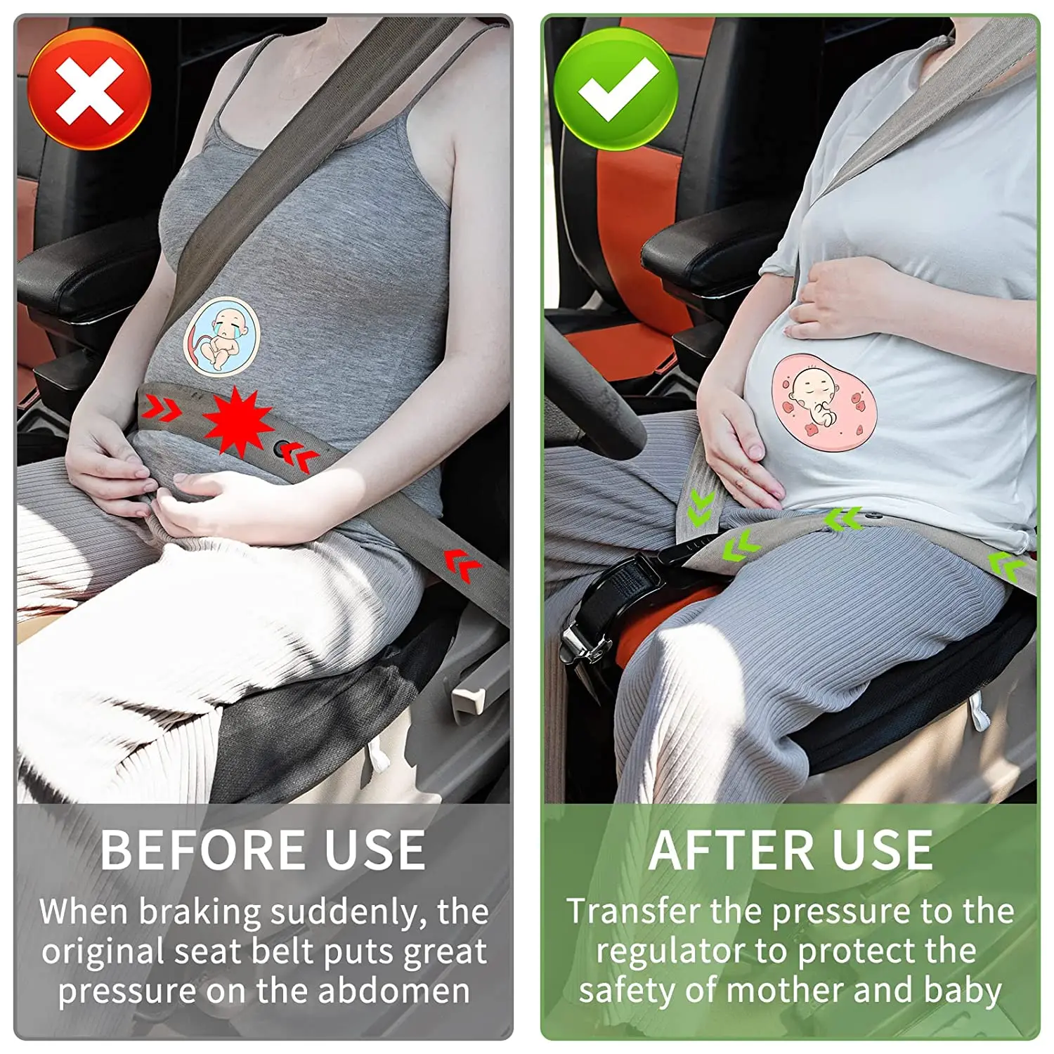 Car Seat Safety Belt for Pregnant Woman Maternity Moms Belly Unborn Baby Protector Adjuster Extender Kit Pregnancy Buffer Adjust