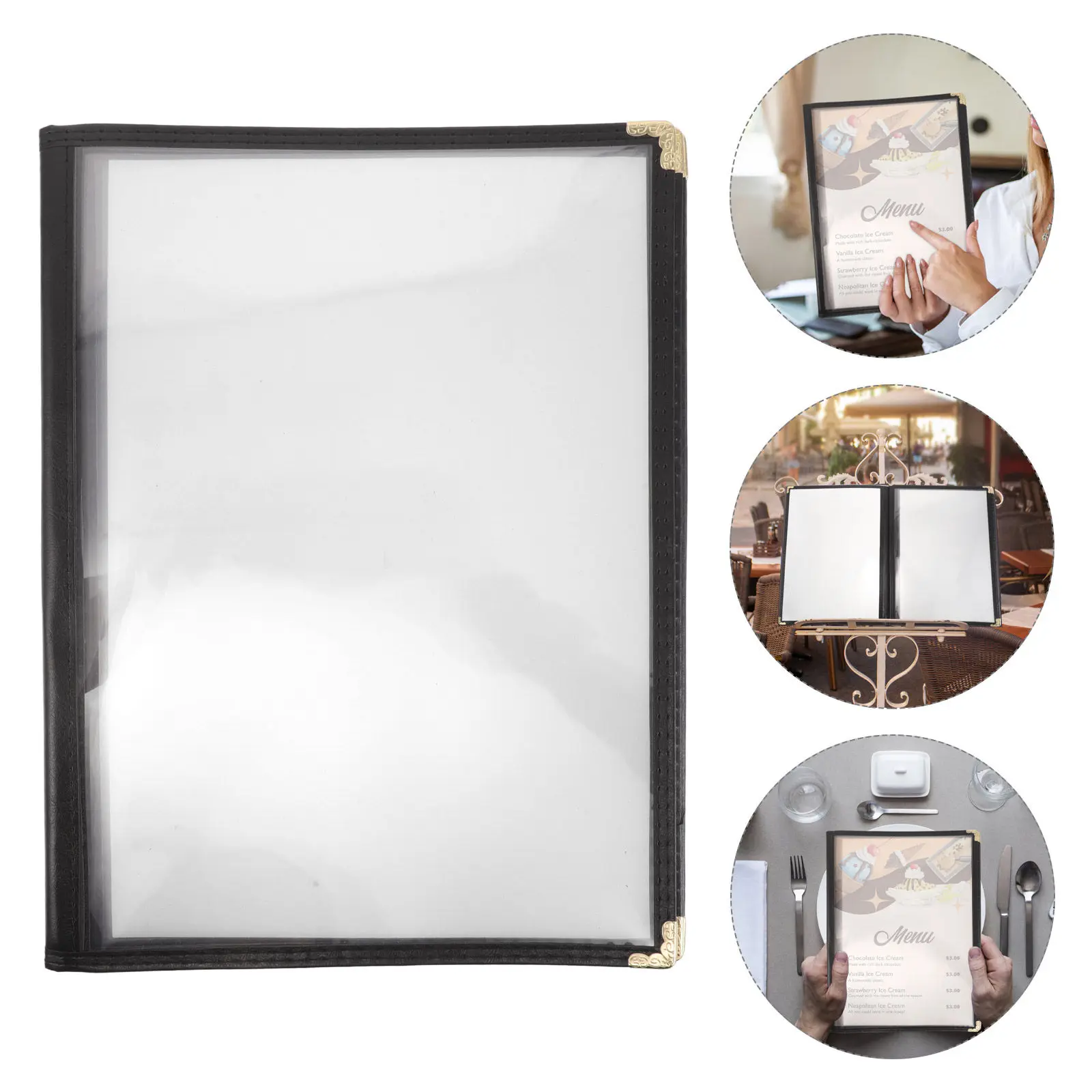 5-pages-transparent-loose-leaf-menu-holder-pvc-binder-protective-cover-folder-restaurant-menu-book-clear-restaurant-supplies