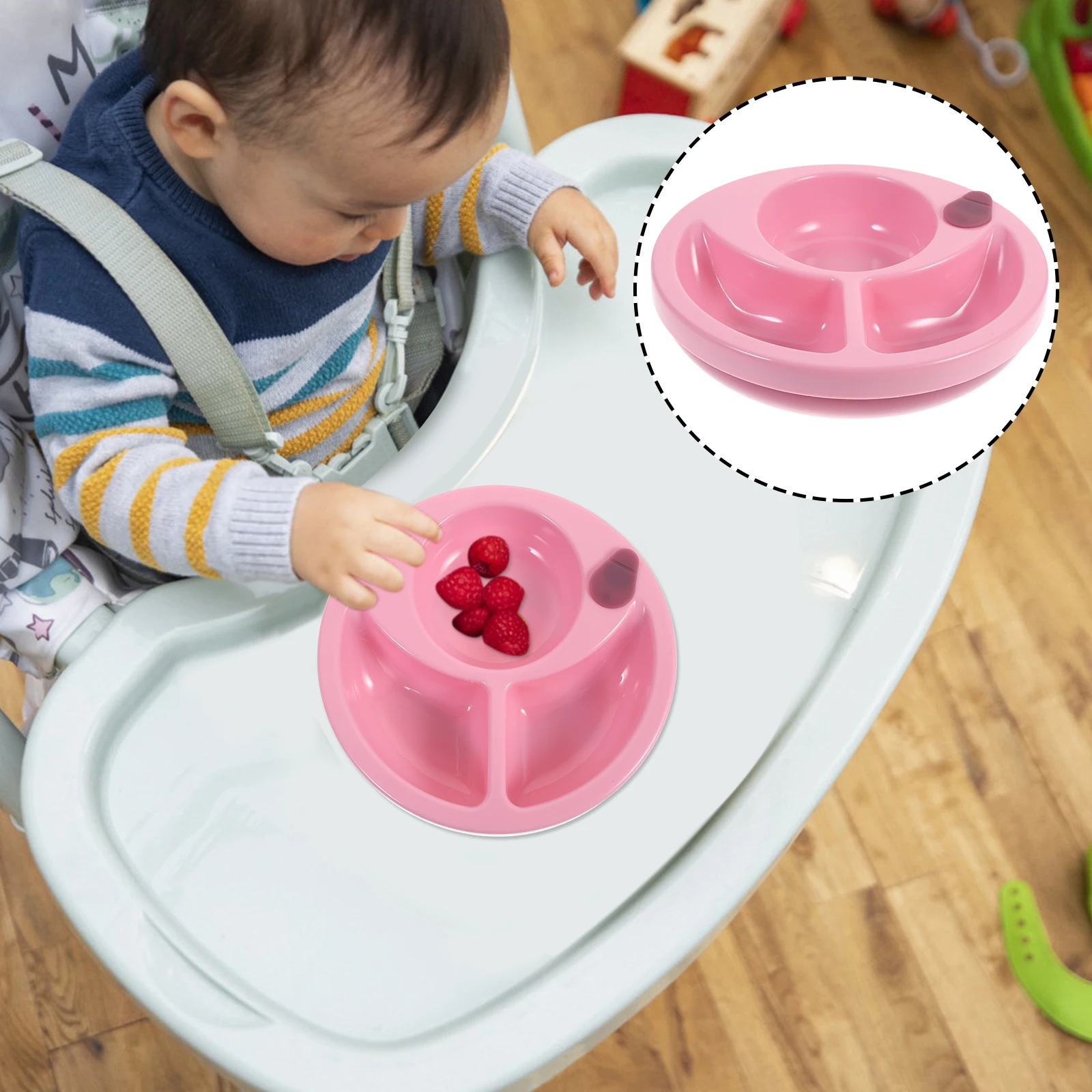 

Suction Insulation Feeding Bowl Anti-Slip Silicone Base 3-Compartment Design Durable Pp Material Seasonal Use Bright Color