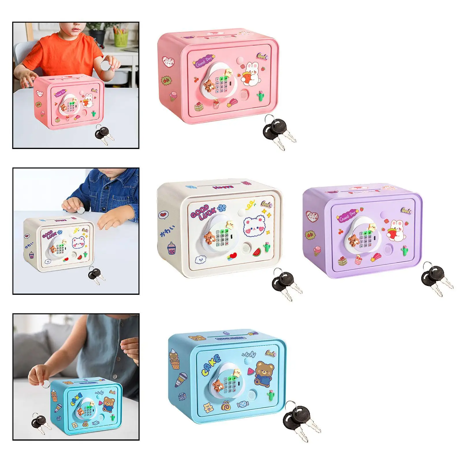 Electronic Piggy Bank with Chinese English Language Switch Cartoon with Songs Money Box Educational Toy for Children Girls Boys