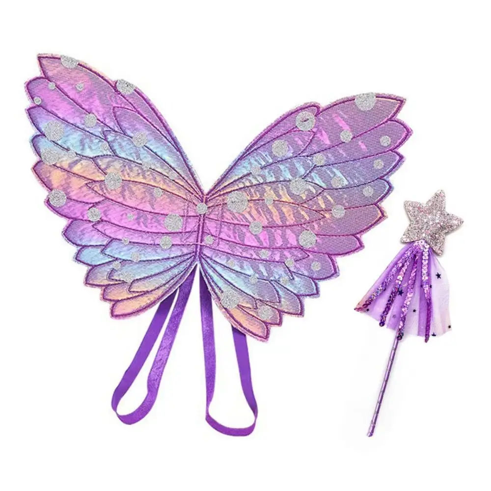Varita mágica de poliéster para niños, accesorios de vestir, alas de mariposa coloridas, alas de Ángel de princesa de hadas, rendimiento