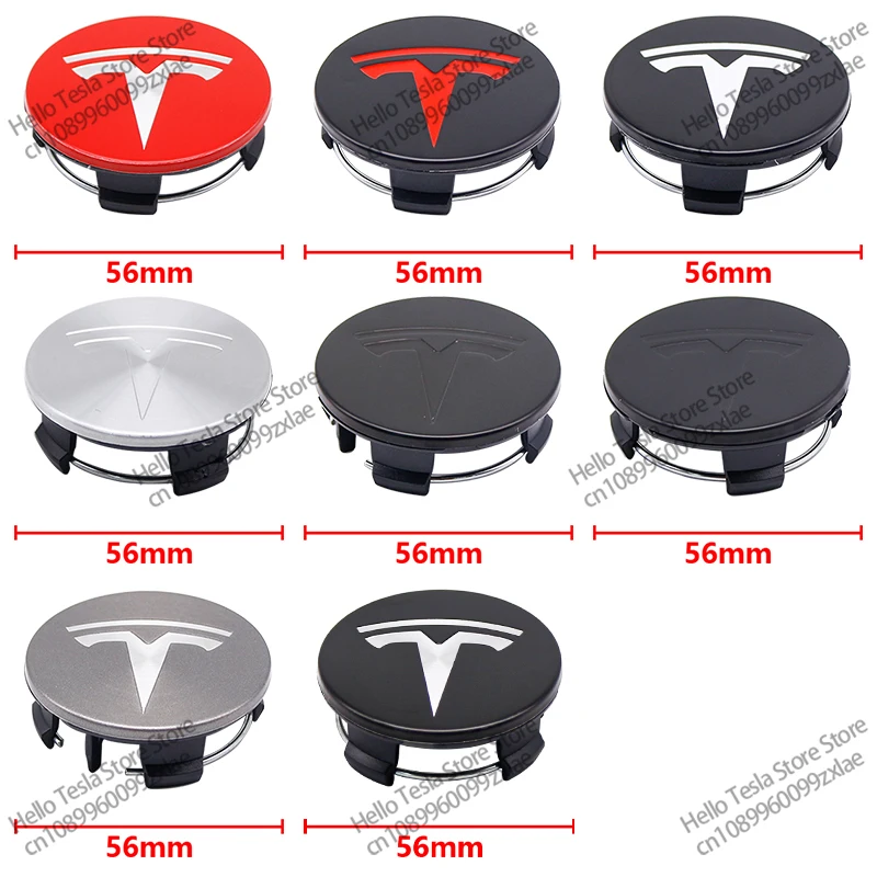 For Tesla Model 3 Model Y Badge Cover Hubcaps 4pcs 56mm Wheel Hub Center Caps for Tesla Model Y X S 2023 Car Accessories