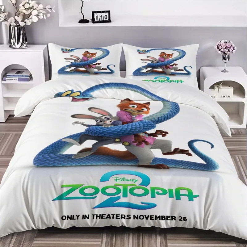 

Cartoon Cute Zootopia 2 Duvet Cover Merry Christmas Bedding Set Queen King Full Size for Holiday Bedroom Teens Women Gift