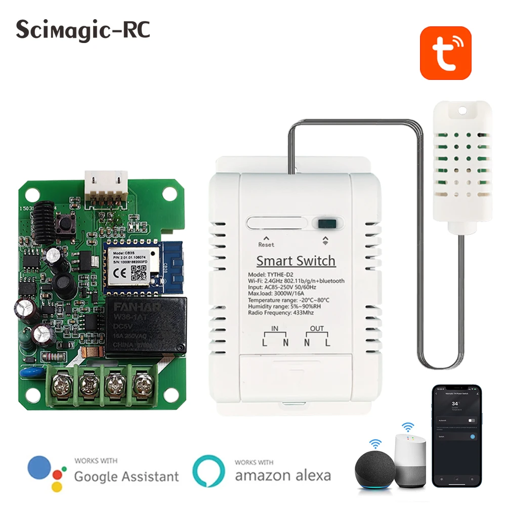 

Work With Google Alexa TUYA WiFi Smart Temperature Humidity Switch Sensor With Probe Dual Relay Output Temp Remote Monitor