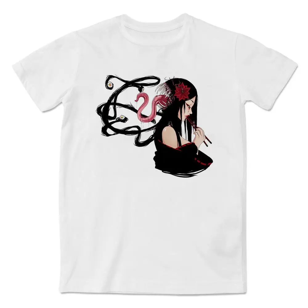 

2026 New Fashion Japanese Horror Couple Women's Graphic Print Premium Men's Short Sleeve Crew Neck Comfortable Loose T-Shirt