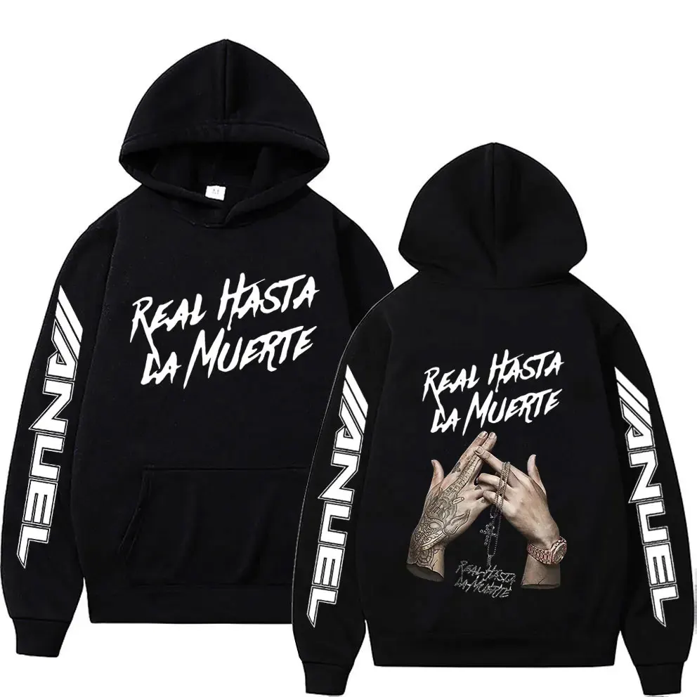 Rapper Anuel AA Real Hasta La Muerte 2025 Autumn /Winter 100% Cotton Printing Hoodies Men Hip Hop Retro Style Fashion Oversized
