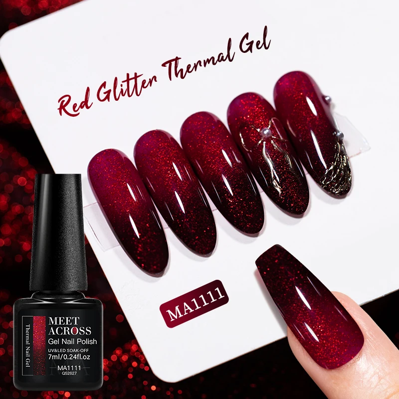 

7ml MEET ACROSS Classic Series Reflective Glitter Gel Nail Polish High Gloss Shiny UV LED Soak Off NailSupplies Manicure Varnish