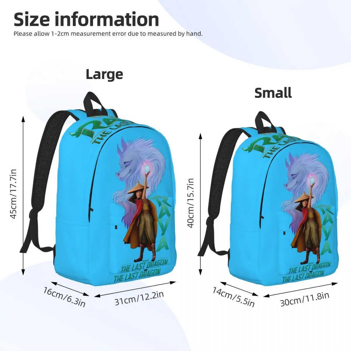 Bolsa de ombro resistente para escritório de trabalho, filmes famosos da Disney, Raya e o último dragão mochila, estudante universitário Bookbag, High Street