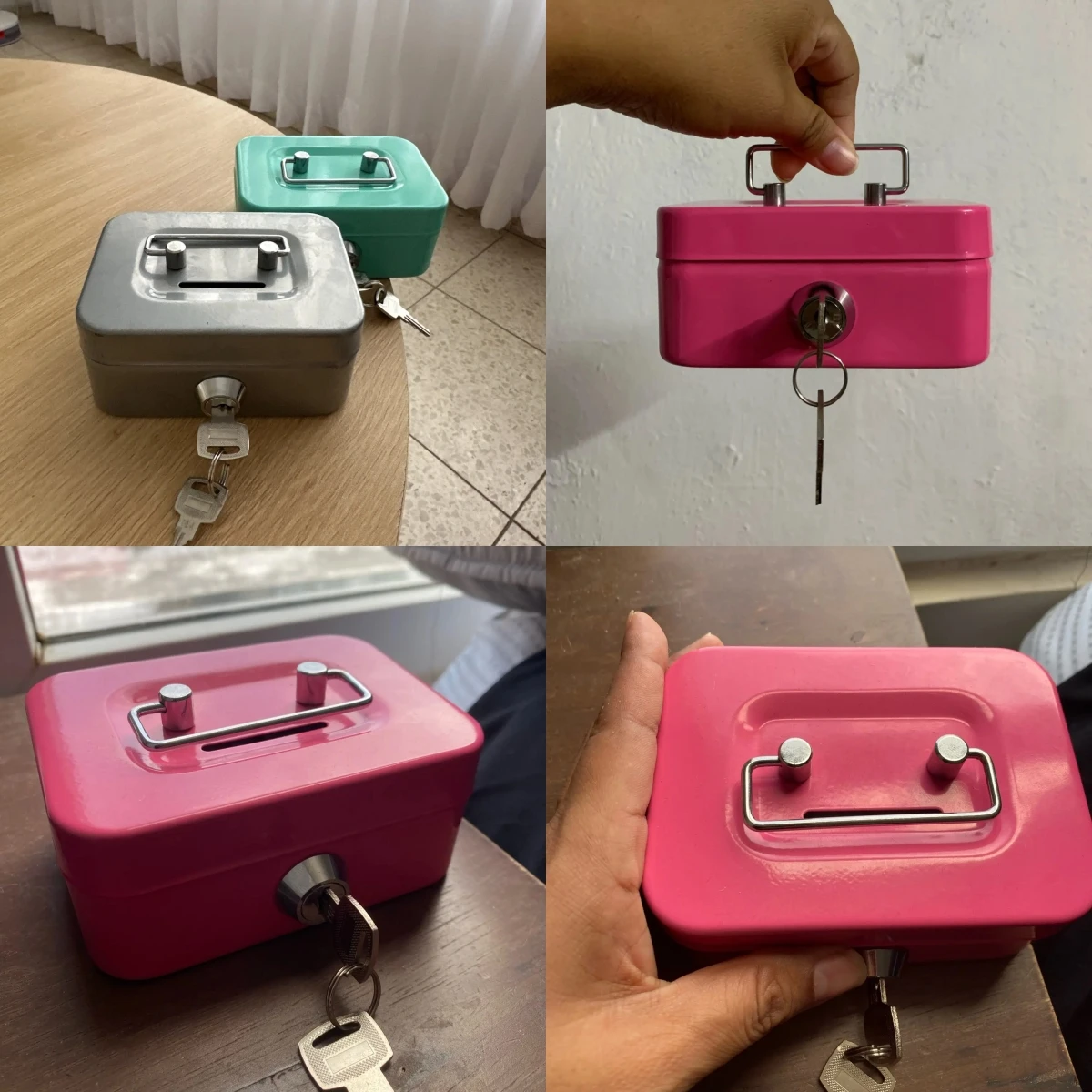 Imagem -02 - Mini Money Safe Box Key Money Holder Caixa de Armazenamento de Metal Small Security Lock Box com Chave Kids Portable Lockable Coin Boxes