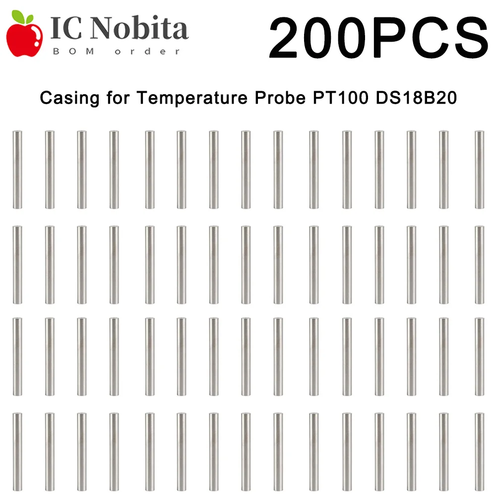 200PCS Temperature Sensor PT100 DS18B20 Temperature Sensor Stainless Steel Casing Blind Pipe Sleeve 6X50mm 6X30mm