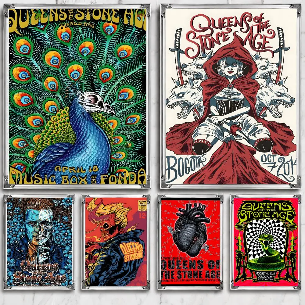Music Q-Queens of the Stone Age Iconic Singer Band Poster HD Wall Decor for Bedroom Living Room Dorm Bar Cafe Gift