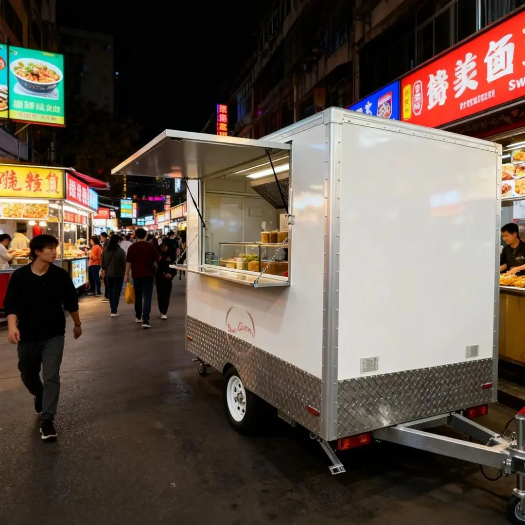 

Multifunctional Mobile Outdoor Food Trailer Portable Street Vendor Cart Waterproof Wear-Resistant Easy Storage for Business