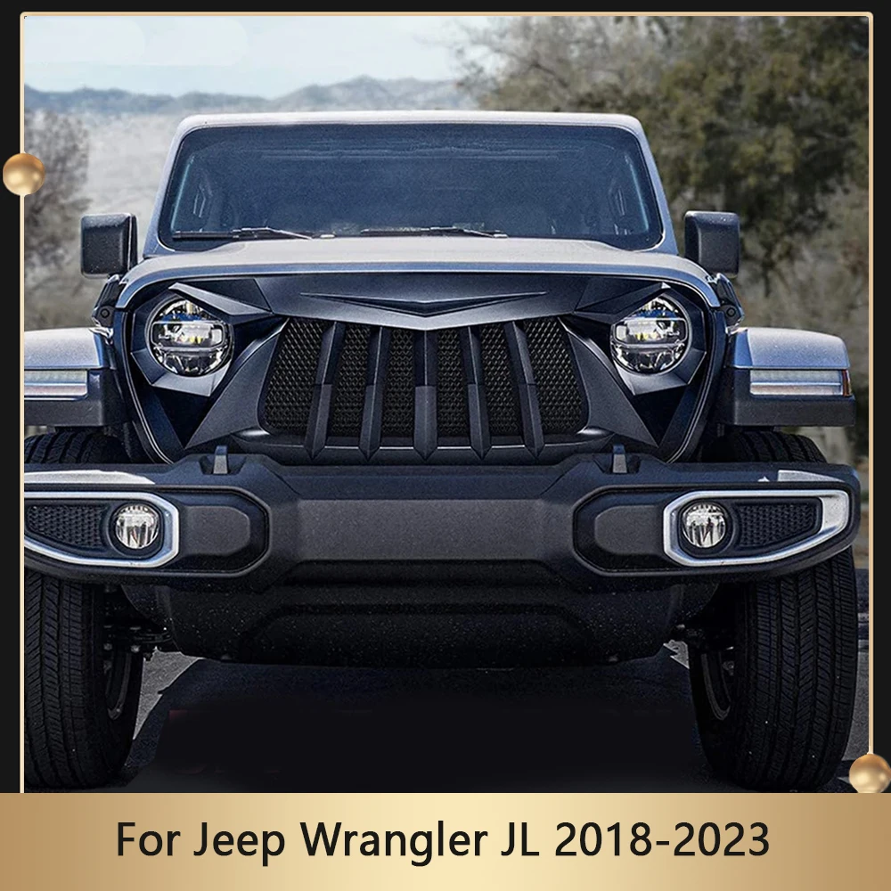 Car Bumper Grille Fit For Jeep Wrangler JL 2018-2023 Modified Radiator Grill Front Face Grills Upper Grid Exterior Accessories