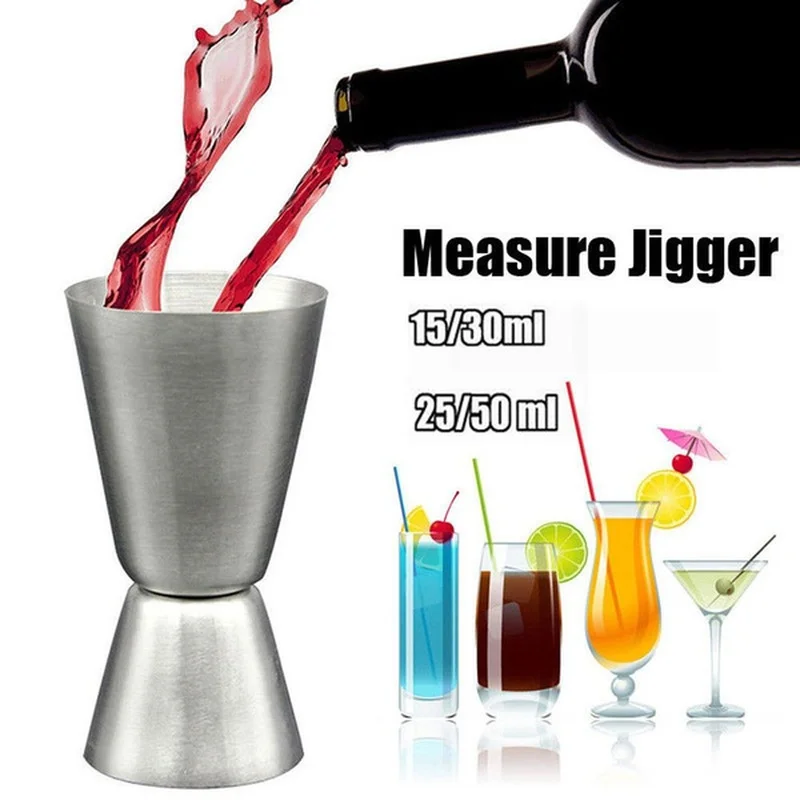 15/30ml or 25/50ml Stainless Steel Cocktail Shaker Measure Cup Dual Shot Drink Spirit Jigger Kitchen Gadgets