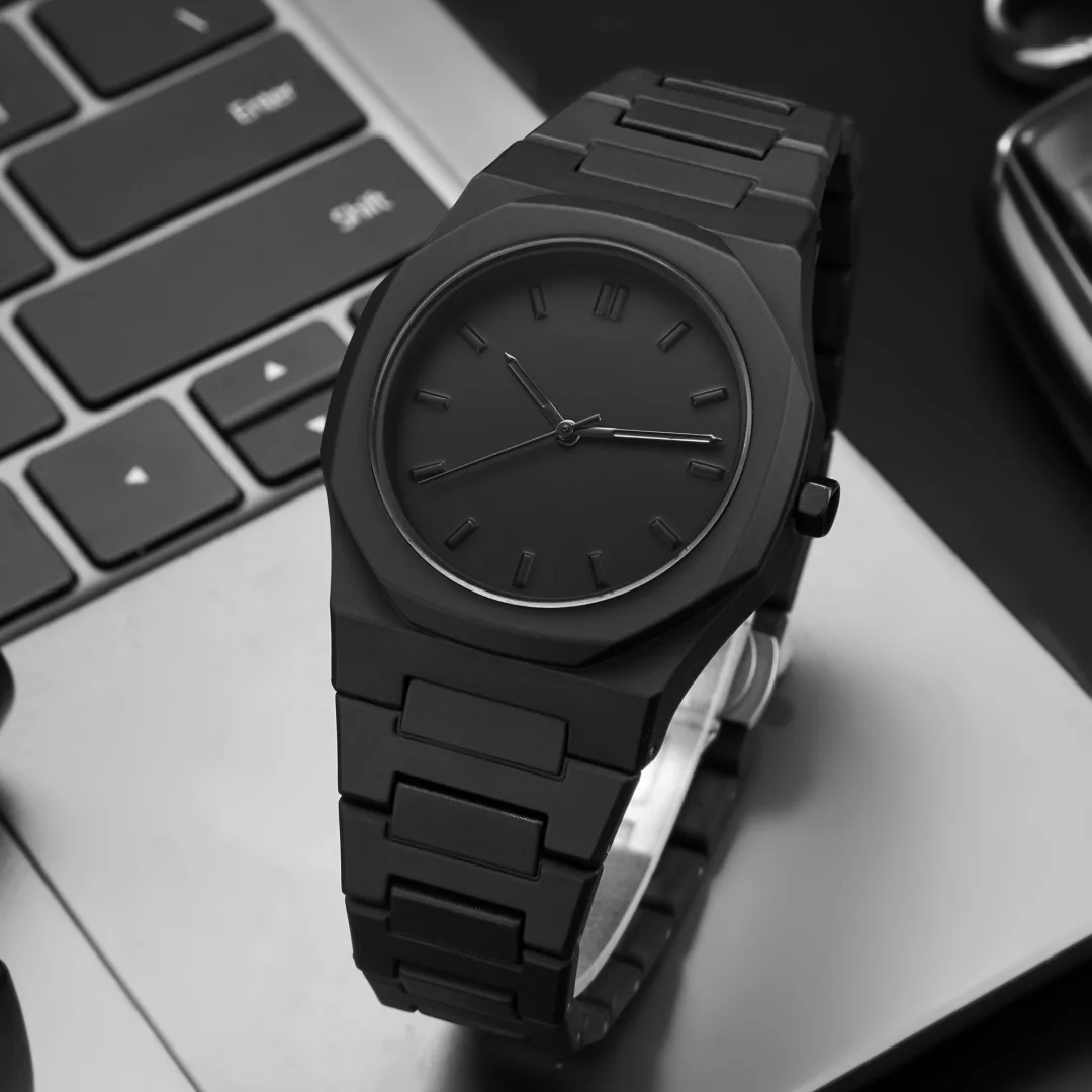 블랙 간단한 크리 에이 티브 스포츠 시계 플라스틱 스트랩 쿼츠 남자 아날로그 시계 남자를위한 선물 시계 Reloj Hombre 손목 시계