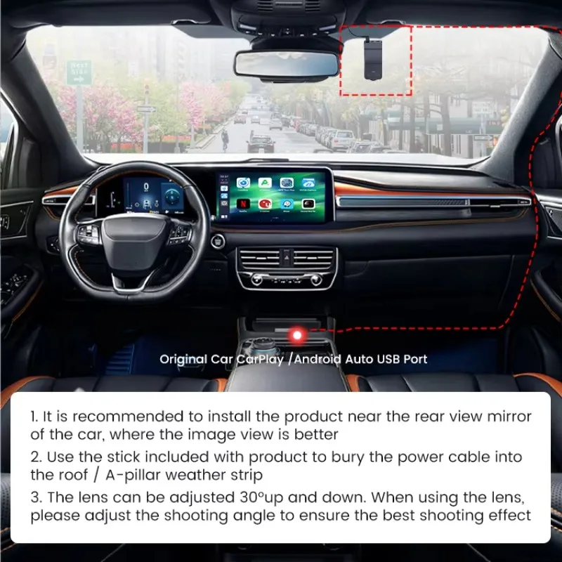 Carlinkit 128GB 1080P Car Dash Cam Dvr Android Auto Nuovo sistema Android Adattatore Carplay wireless con registrazione di guida YouTube