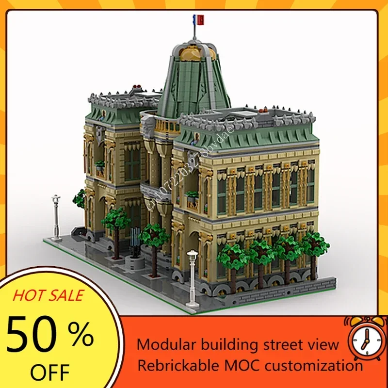 5870PCS Customized MOC Modular French Museum Street View Model Building Blocks Technology Bricks DIY Assembly Toys Birthday Gift