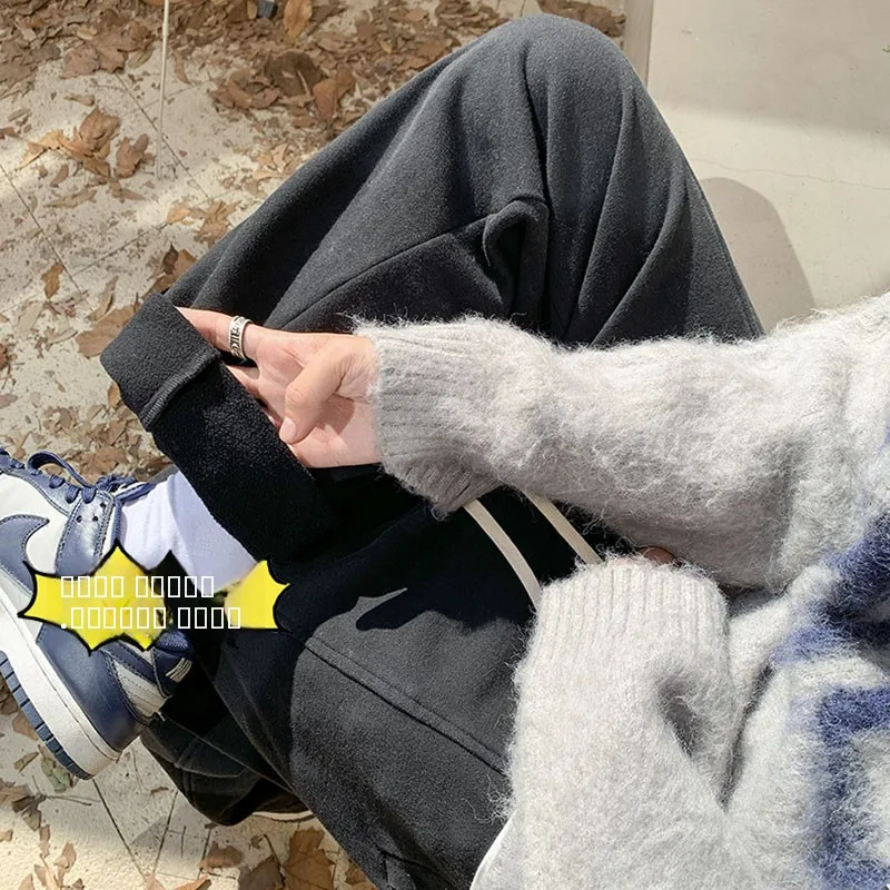 

Мужские осенне-зимние повседневные брюки Thiened Fce прямого кроя, американские спортивные штаны из плотной ткани, свободные широкие брюки