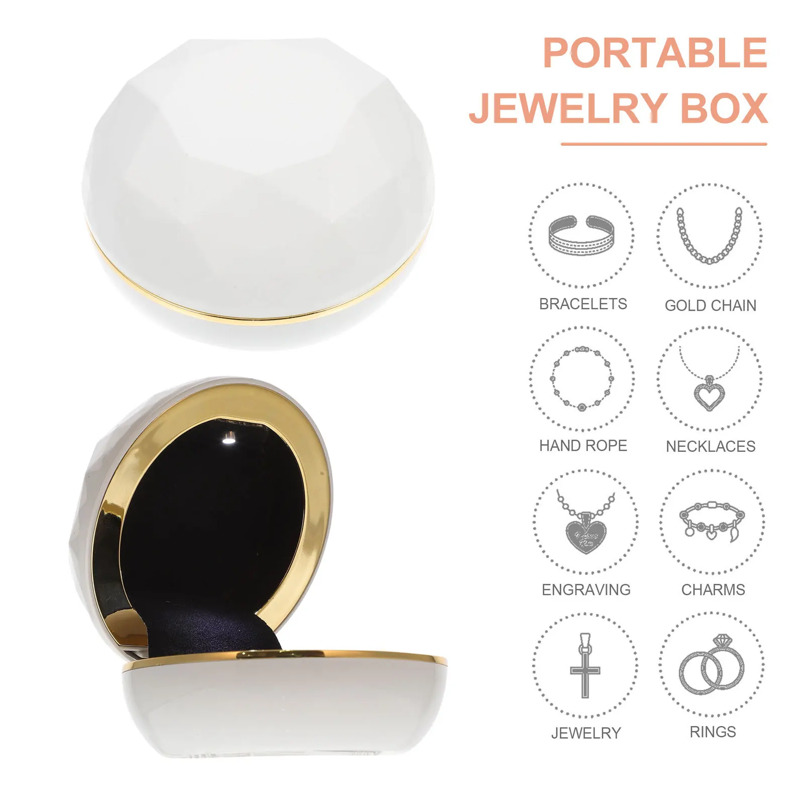 

Diamond Ring Box LED Lighting Luxury Wedding Jewelry Storage Case for Engagement Proposal Anniversary Gift Unique Female Ring