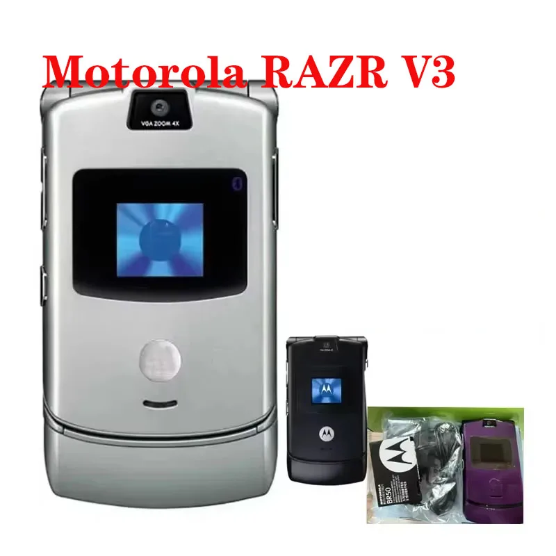 

Flip Phone Motorola Unlocked Bluetooth Fast Call RAZR V3 Retro Phone FM GSM 850/900/1800/1900 Excellent Quality