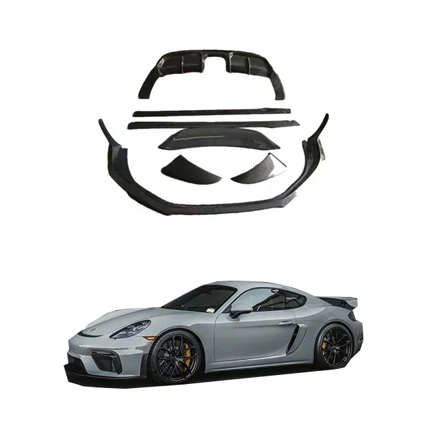 Perfect Fitment Carbon Fiber GT-4 Style Car Rear Diffuser Front Lip Side Skirt Body Kit For Porsche 718 Boxster Bodykit