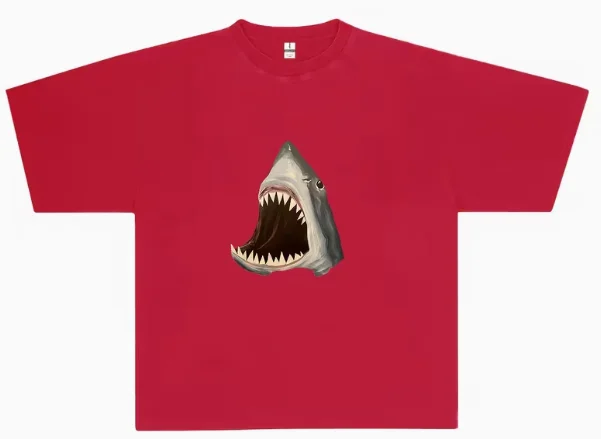 shark New Model personality Clothes Oversized Unisex T-shirt Fashion Hip Hop Street Trendy Cotton Comfortable high quality soft