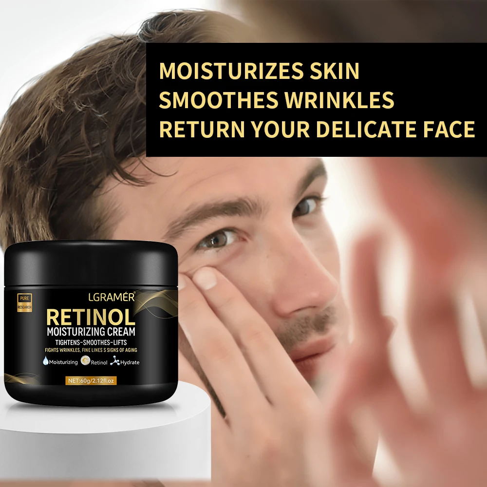 Men's Retinol Face Moisturizer Moisturizing Retinol Cream Anti-Wrinkle Aging Moisturizing Shrink Pores Whitening Smooth Retinol