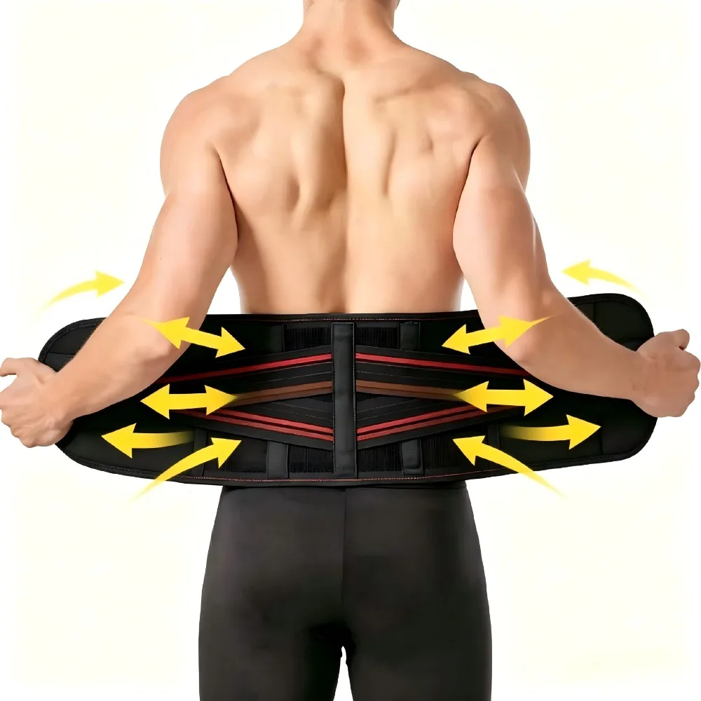 Magnetic Breathable Back Support Belt, Elastic Lumbar Brace for Lifting, Squats, Labor & Fitness, Unisex, All Seasons
