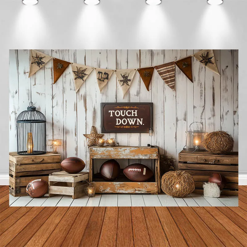 

LS Photography Background Rugby Banner Wooden Box Decor Baby Shower Cake Smash Birthday Kids Portrait Photo Backdrop Studio