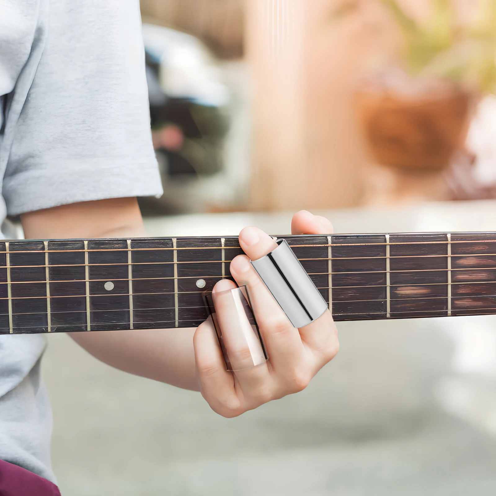 

2pcs 70Mm Glass Stainless Steel Guitar Slide For Medium Bottleneck Transparent Silver Professional Durable Long Sustain Clear