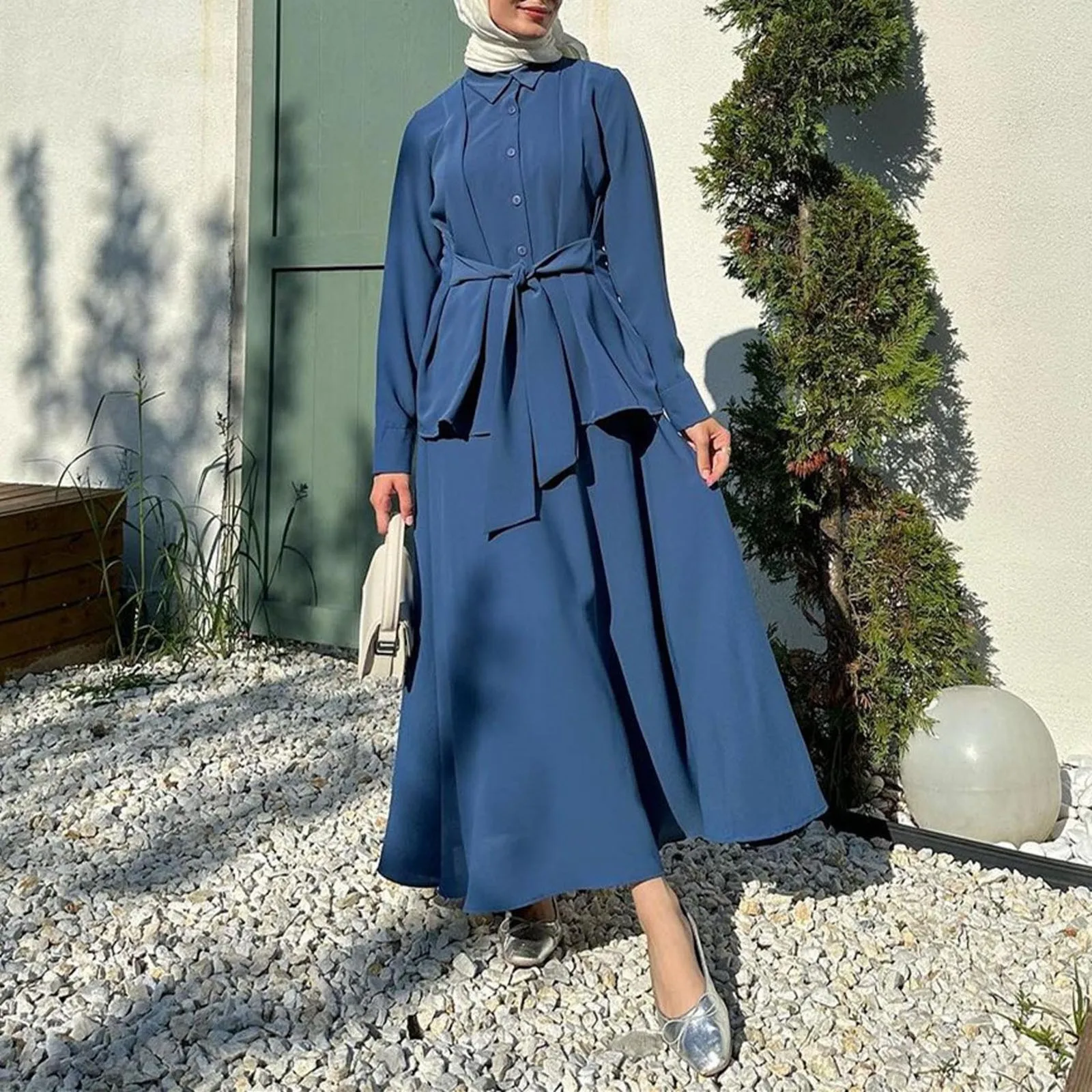 

Ramadan Abaya 2024 Women Dress Solid Colour Elegant Tie Long Sleeve Long Muslim Dresses Dubai Abaya Arab Islamic Long Dresses