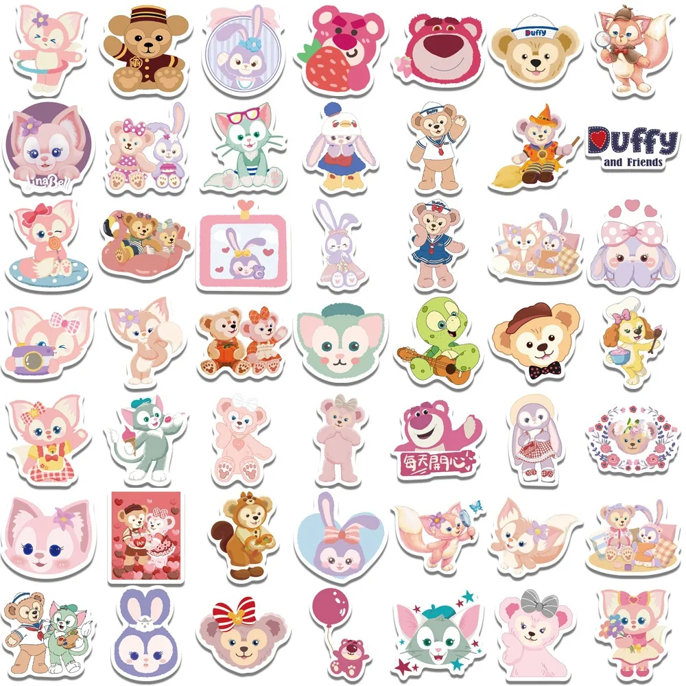 100 pçs disney duffy urso estrela orvalho adesivos decoração diy telefone notebook mala portátil geladeira graffiti dos desenhos animados adesivo