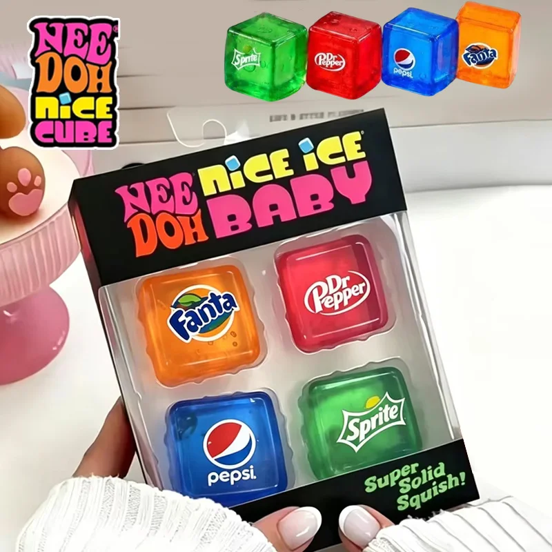 Mini 4 Pack Set Needoh Nice Ice Cube Slow Rebound Squishy Toys Sensory Toy Anti-Stress Party Favors Gifts Safe For Kids Adults #