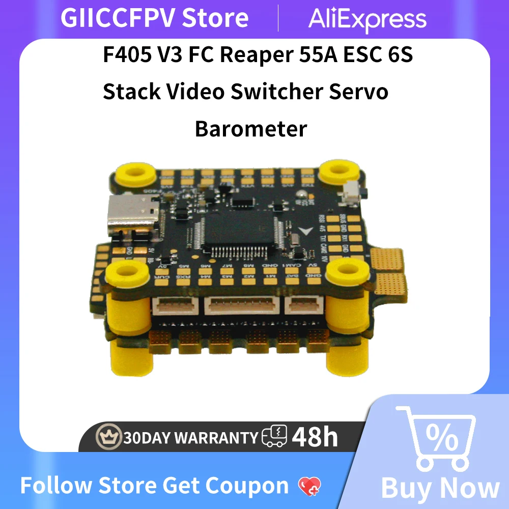 GIICC F405 V3 FC Reaper 55A ESC 6S Stack Video Switcher Servo Barometer for RC FPV Racing Drone